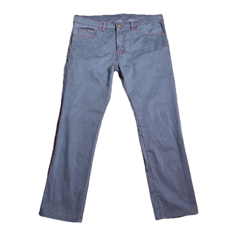 Blue Delta Men's Size 36x27 Blue With Red Stitch Chino Pants 5 Pocket Stretch